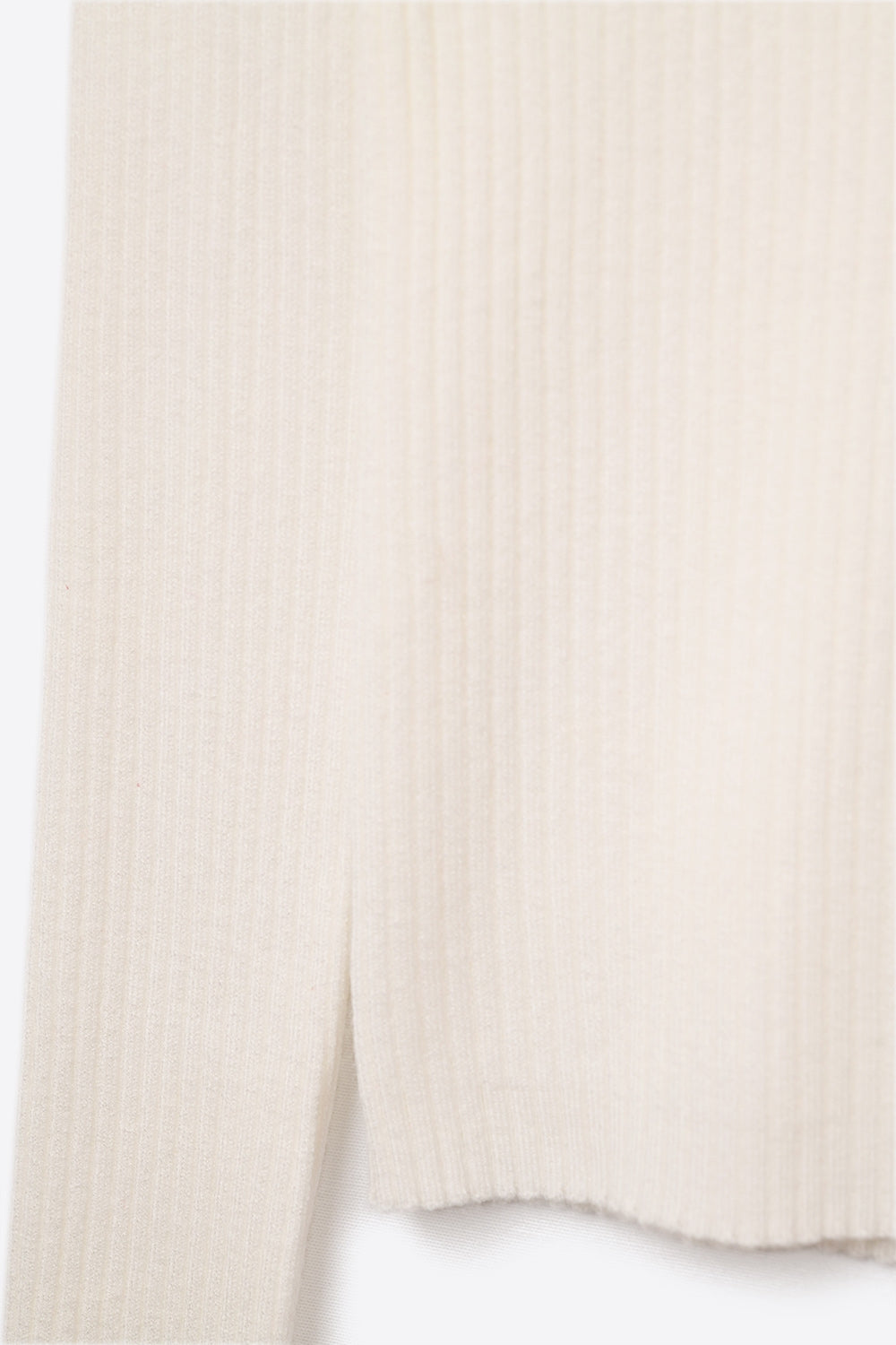 Rolled Turtle Neck Ribbed Sweater in White