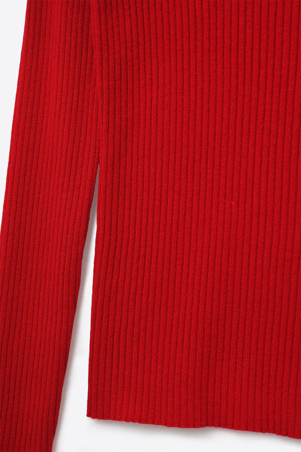 Rolled Turtle Neck Ribbed Sweater in Ruby Red