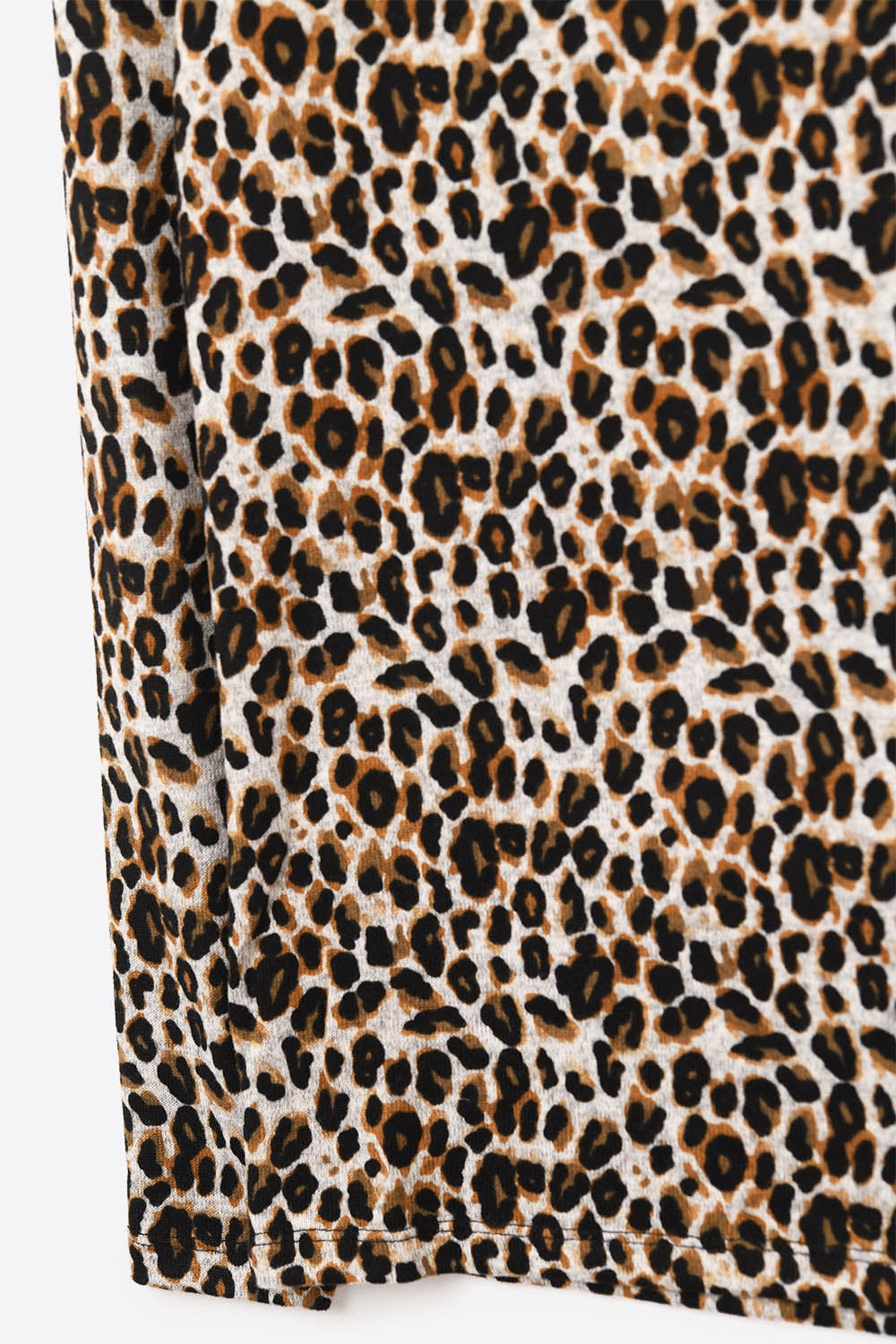 Long Sleeve Turtleneck Top in Brown Leopard Print - top