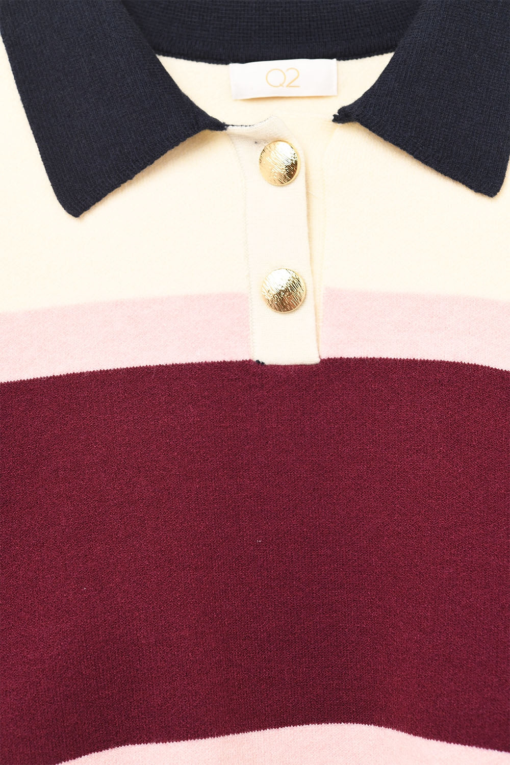 Maroon Striped Knit Sweater with Button Details