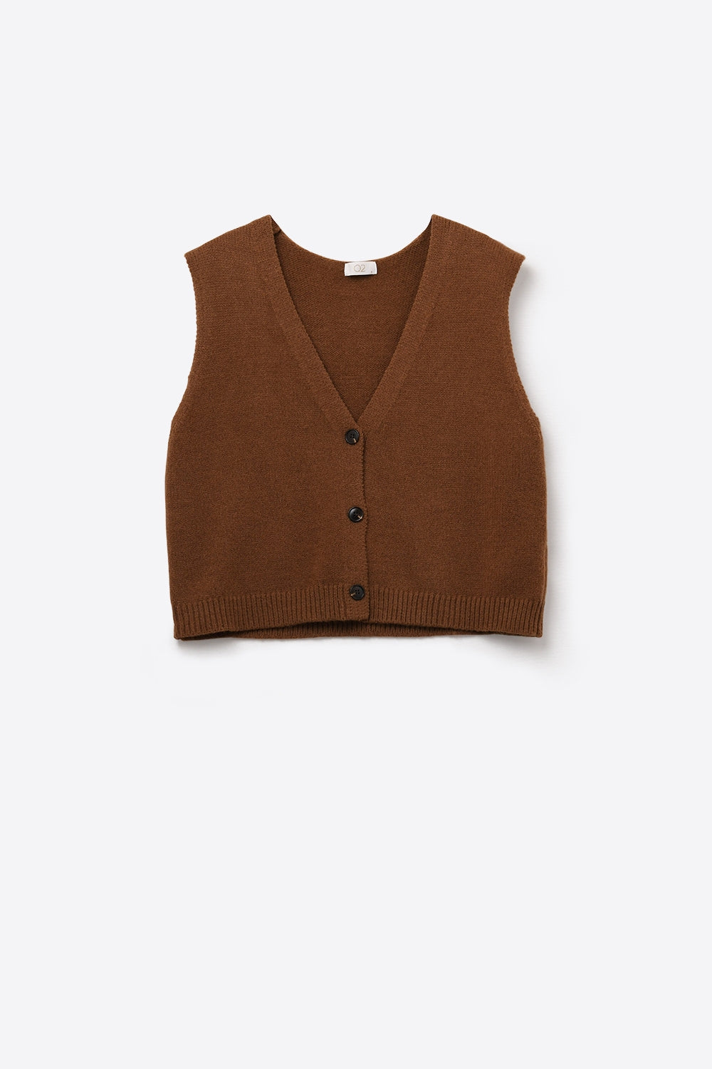 Knitted Cropped Vest in Chocolate Brown