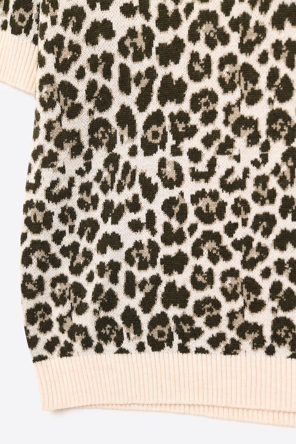 Chic Short Sleeve Leopard Print Sweater