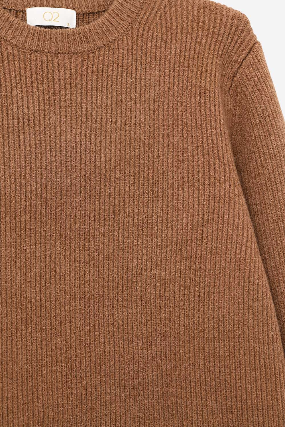 Ribbed Comfy Knit Sweater in Camel - jumper