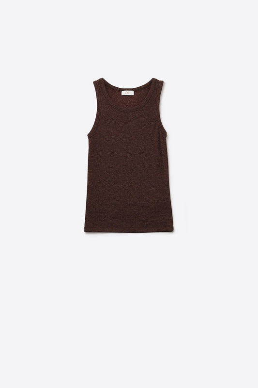 Super Soft Knitted Basic Tank in Chocolate Brown - top