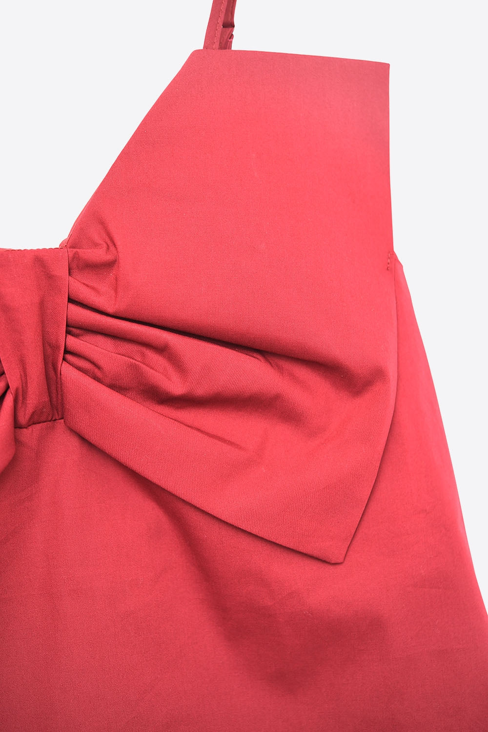Burgundy poplin crop top with bow detail