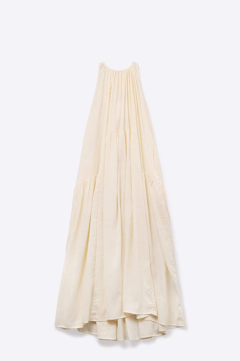 Cream Halter Neck Maxi Dress With Seam Detailing - dress