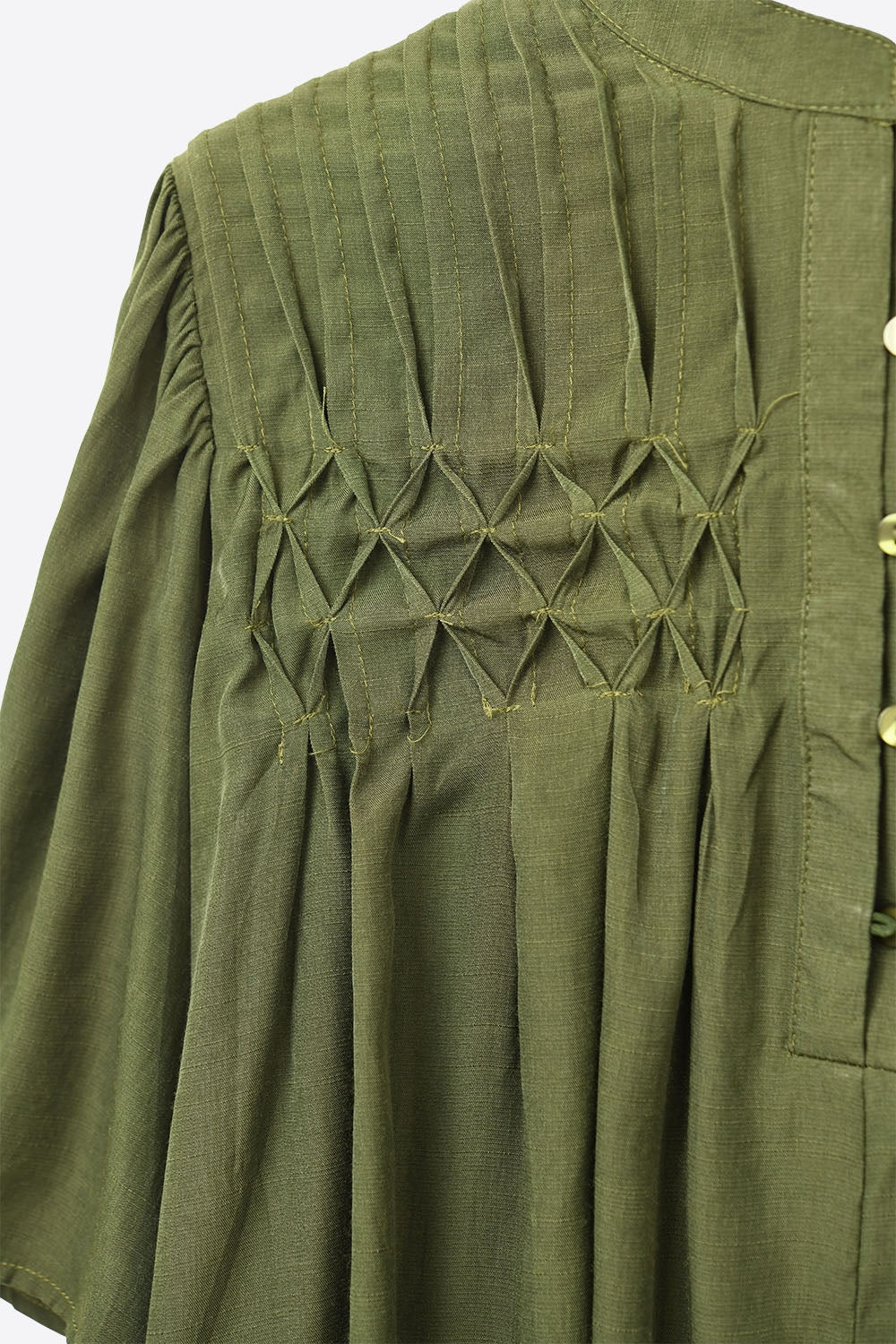 Relaxed Green boho-style blouse with embroidered details - top