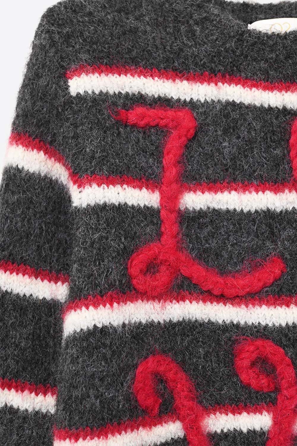 Short Sleeve Embroidered Love Sweater in Dark Grey - jumper