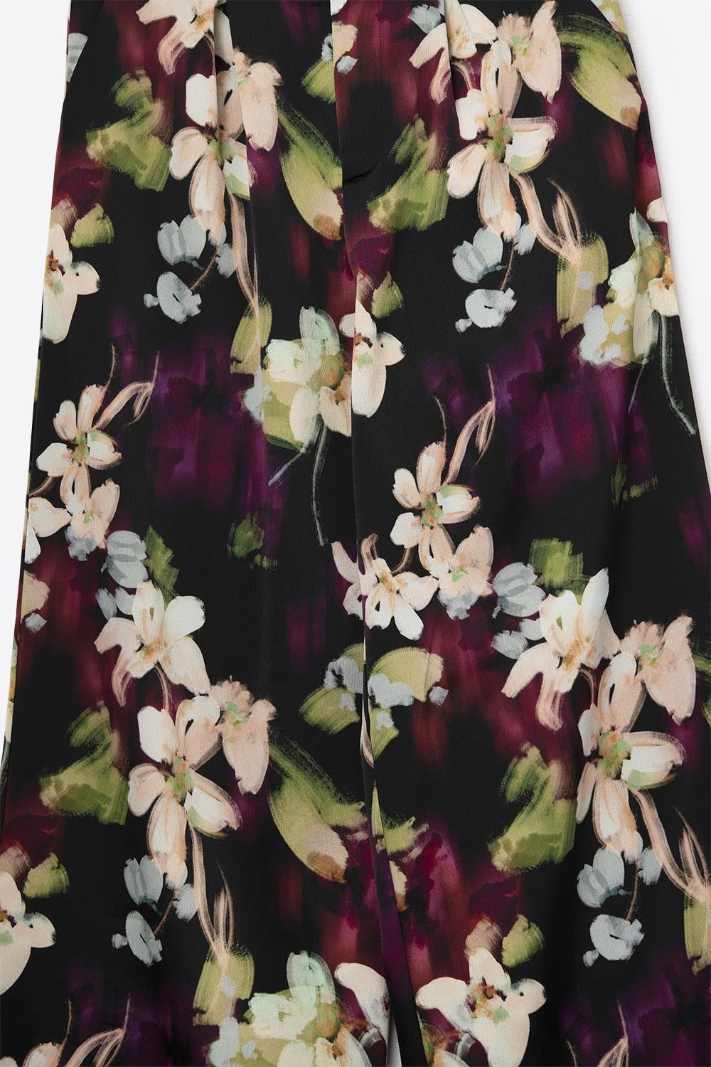 Floral-Print Flowing Trousers in satin fabric with side pockets - trousers