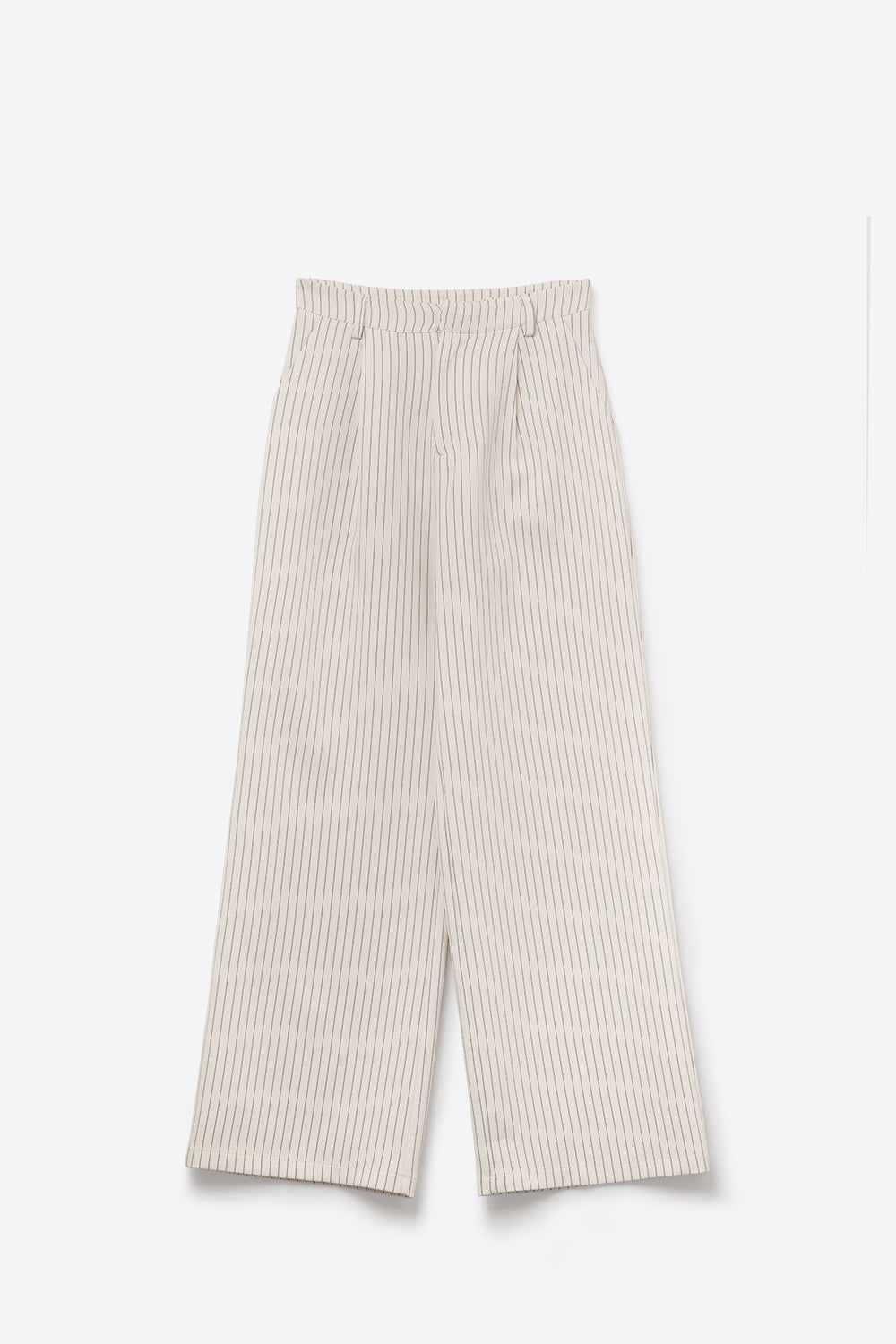 Chic Pinstripe Cream Wide-Leg Pants with Lined Fit - trousers
