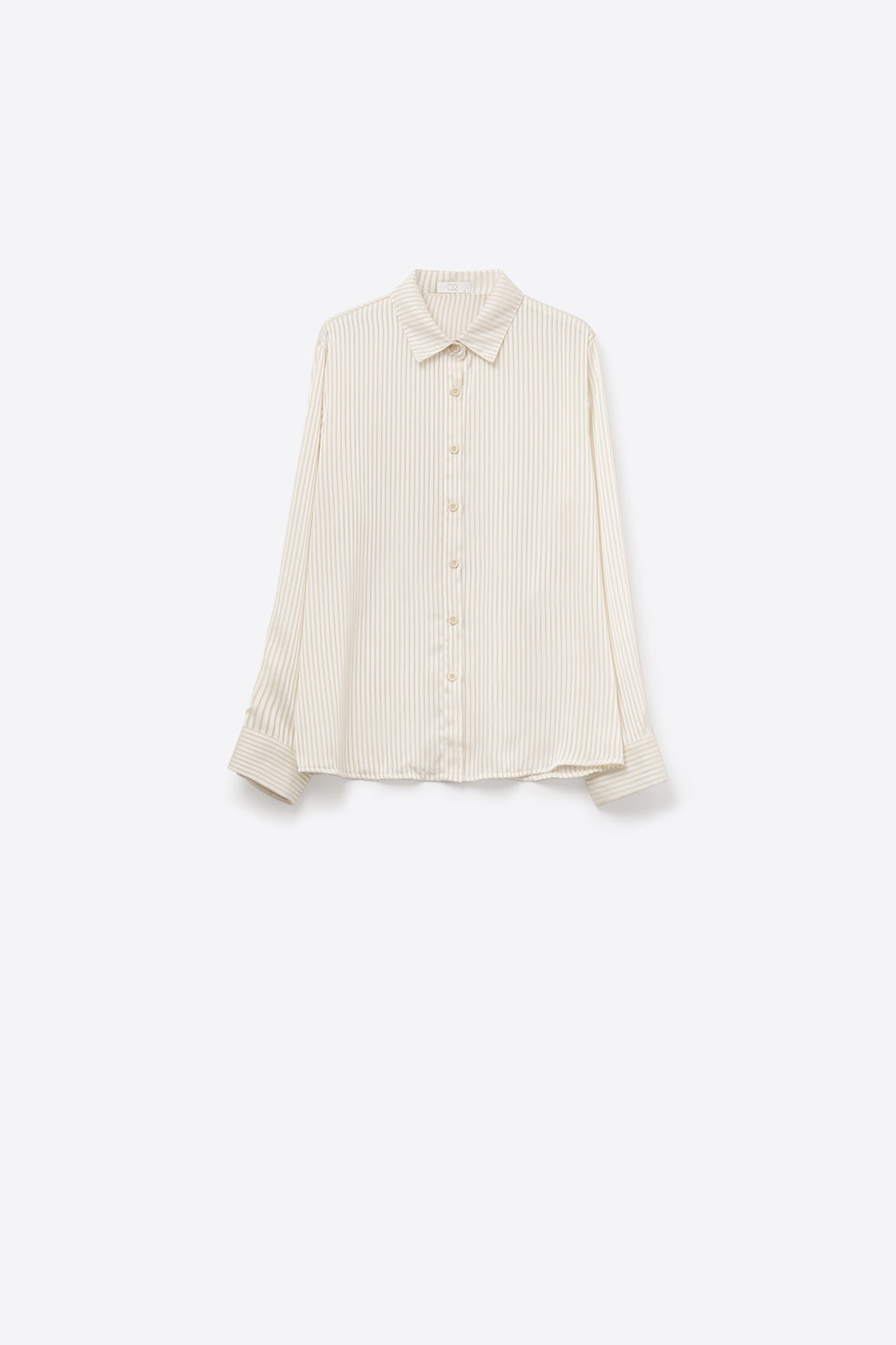 soft fabric Beige Striped Satin Shirt - Shirts
