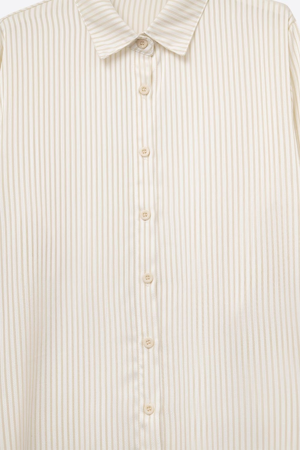 soft fabric Beige Striped Satin Shirt - Shirts