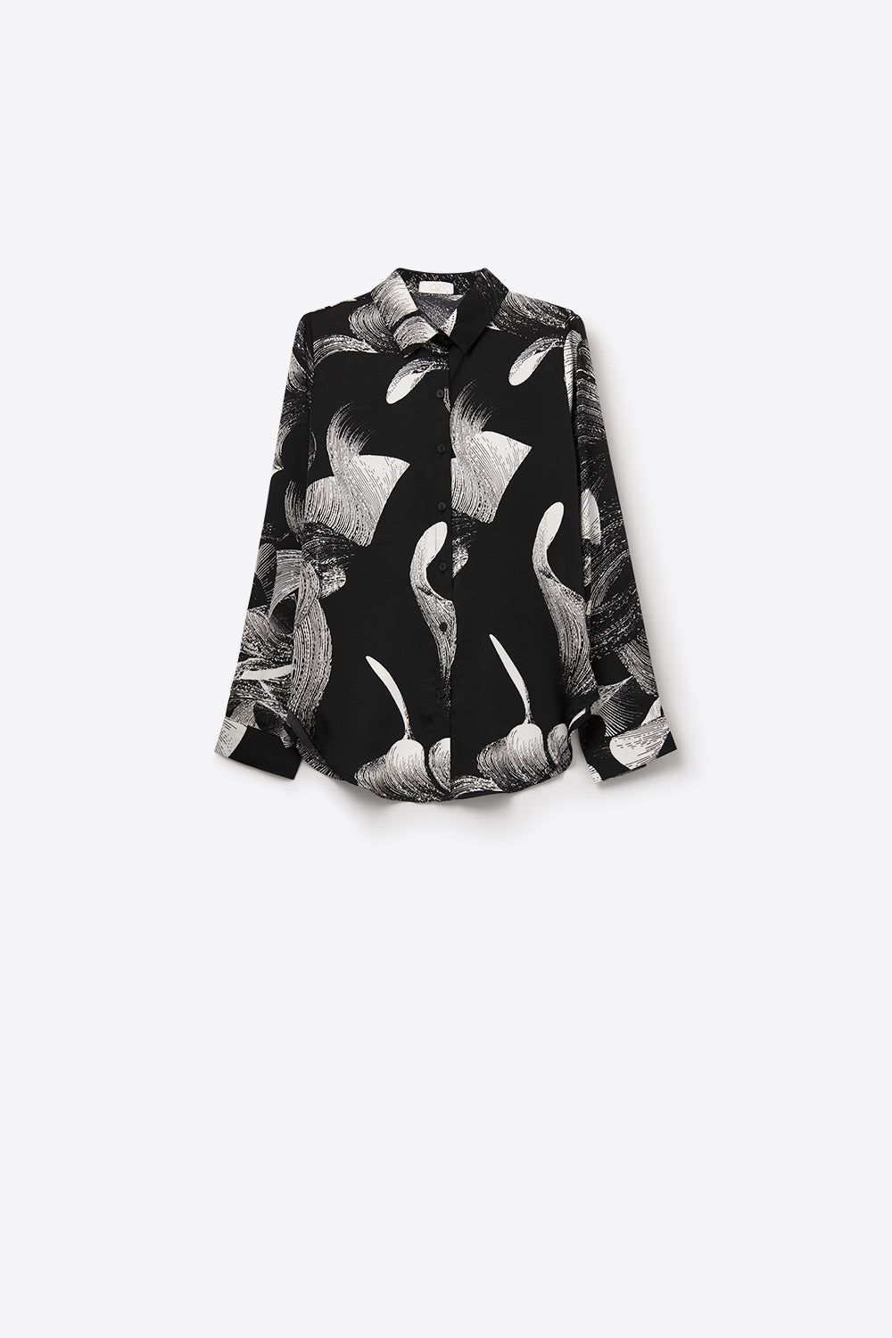 Black Satin blouse in abstract print - Shirts
