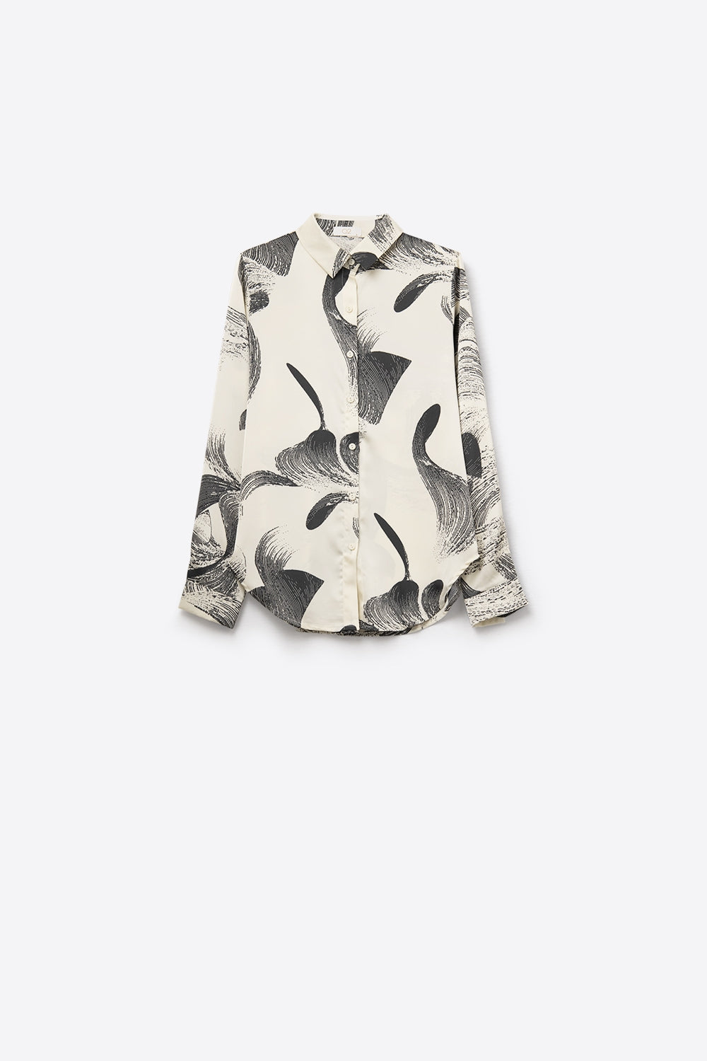Cream abstract Printed satin Relaxed Fit Shirt - Shirts