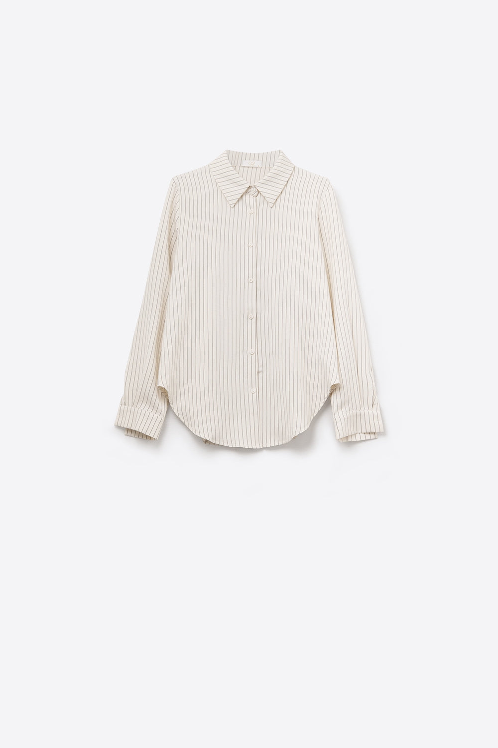 Sophisticated Pinstripe Cream-Striped High-Neck Shirt - Shirts