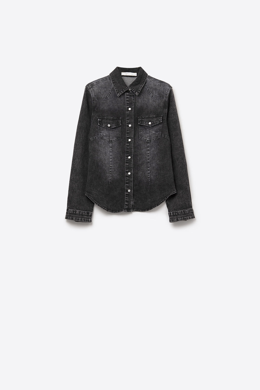 Black Washed Denim Button-Up Shirt Jacket - Shirts