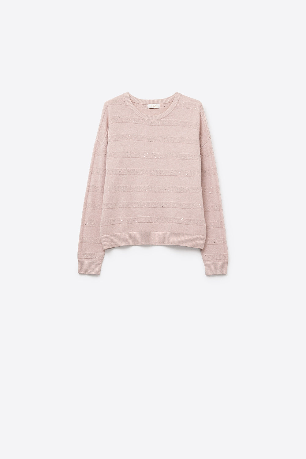 Pink Striped Knit Sweater with Sequin Detail