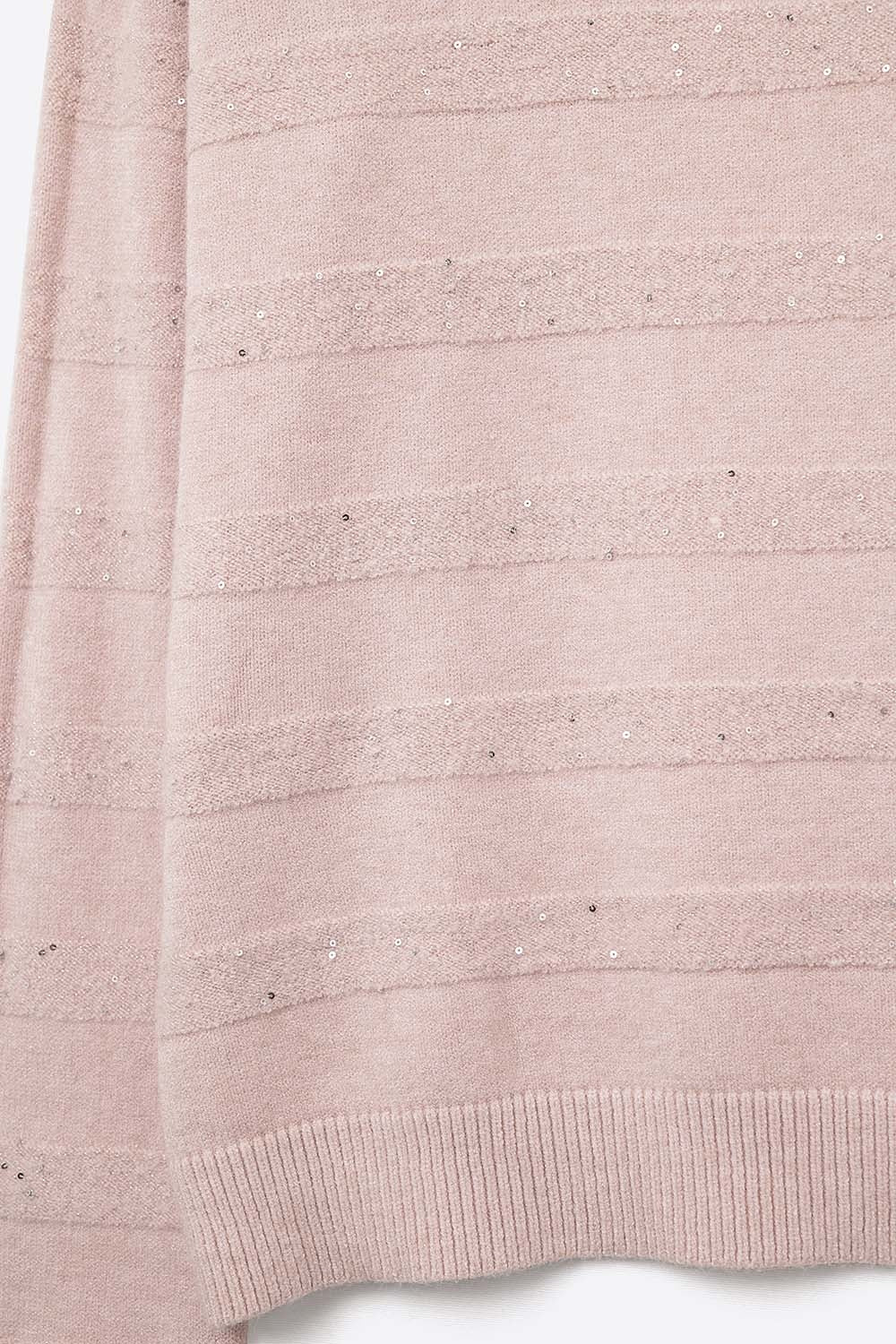 Pink Striped Knit Sweater with Sequin Detail