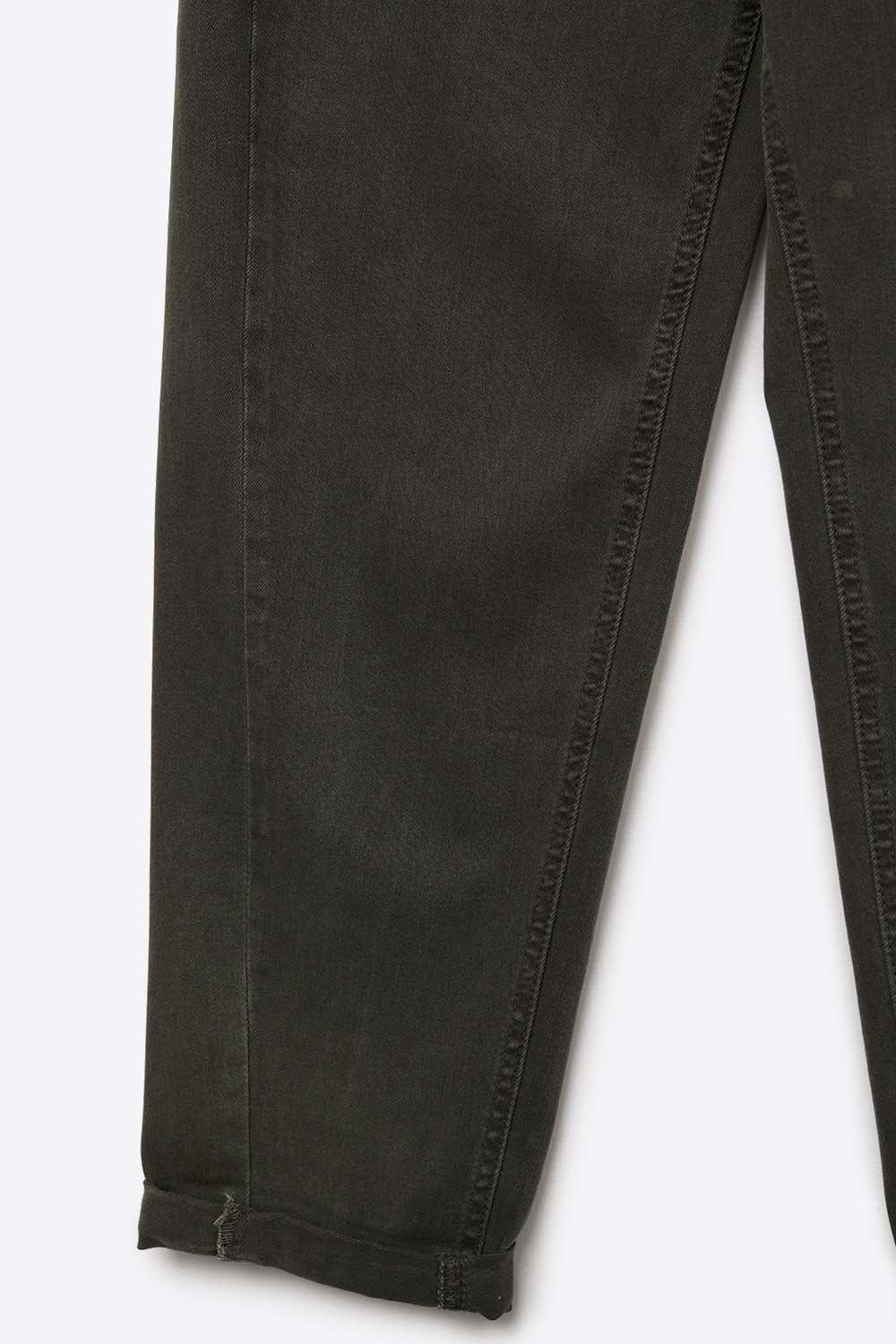 High-Rise Straight-Leg Denim Jeans in Khaki - Coloured Jeans