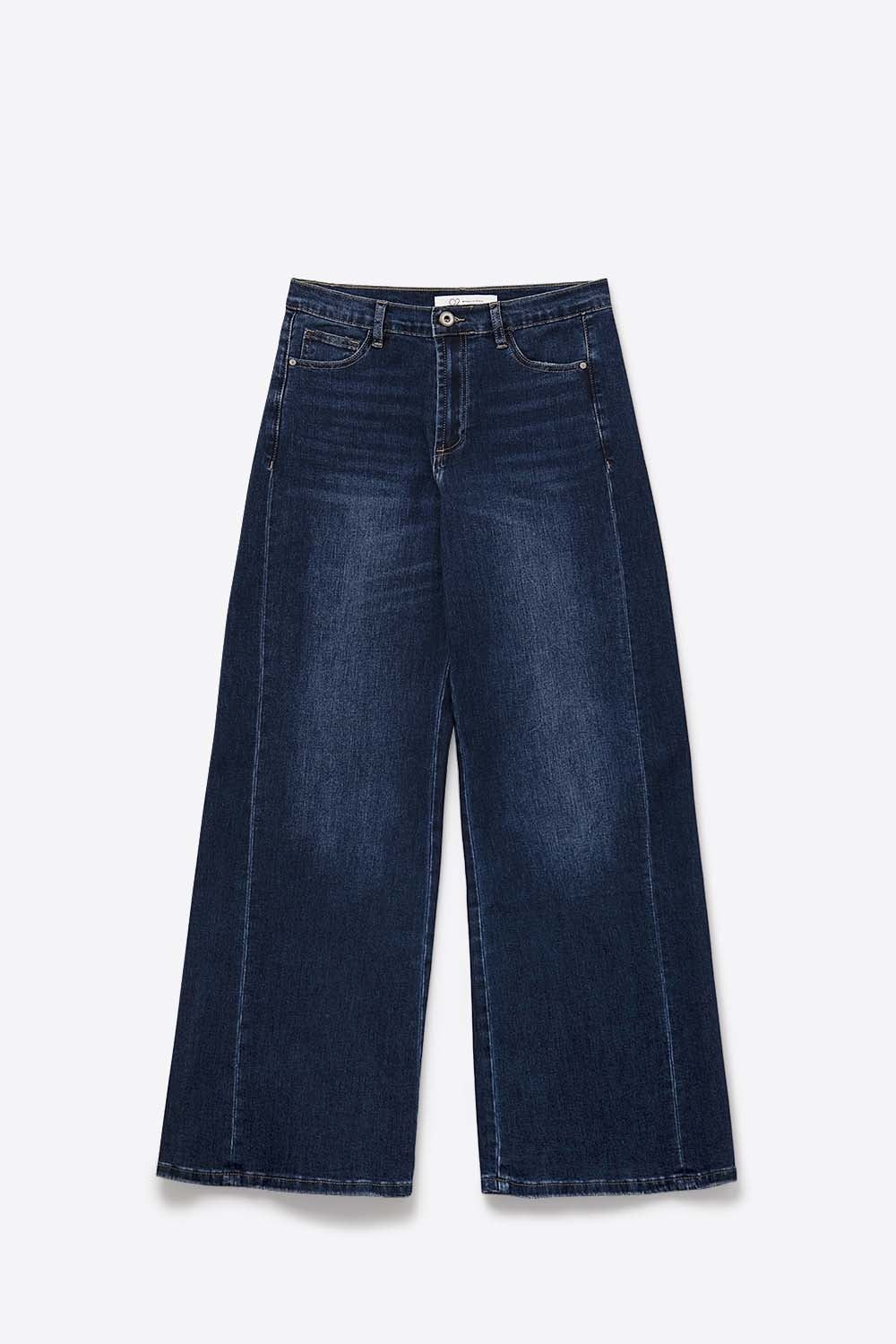 Extra Wide Leg Jeans in Dark Wash - Denim