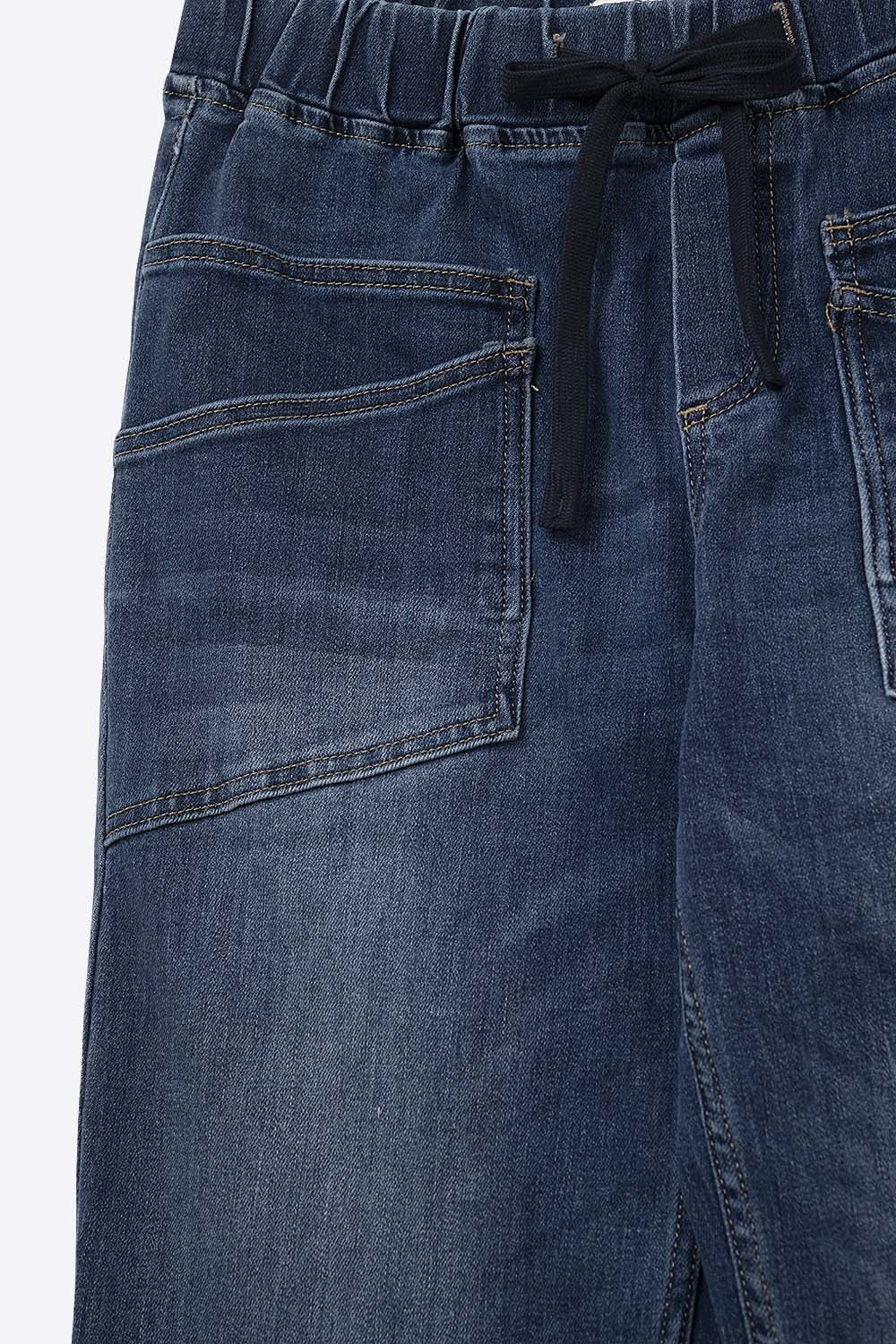 Relaxed fit Jeans with front pockets and a tie at the waist - Denim