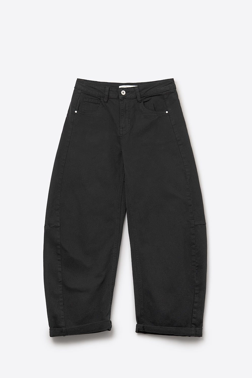 Trendy Black Barrel Balloon Jeans with Pockets