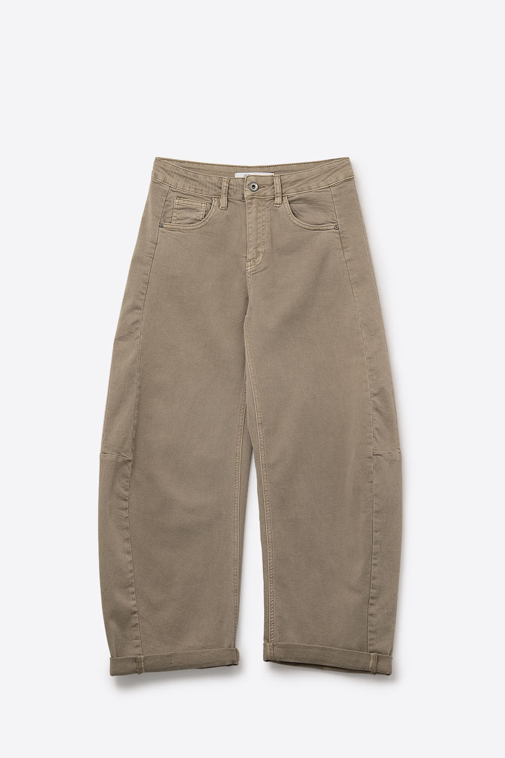 Trendy Beige Baggy Barrel Balloon Jeans with Pockets - Coloured Jeans