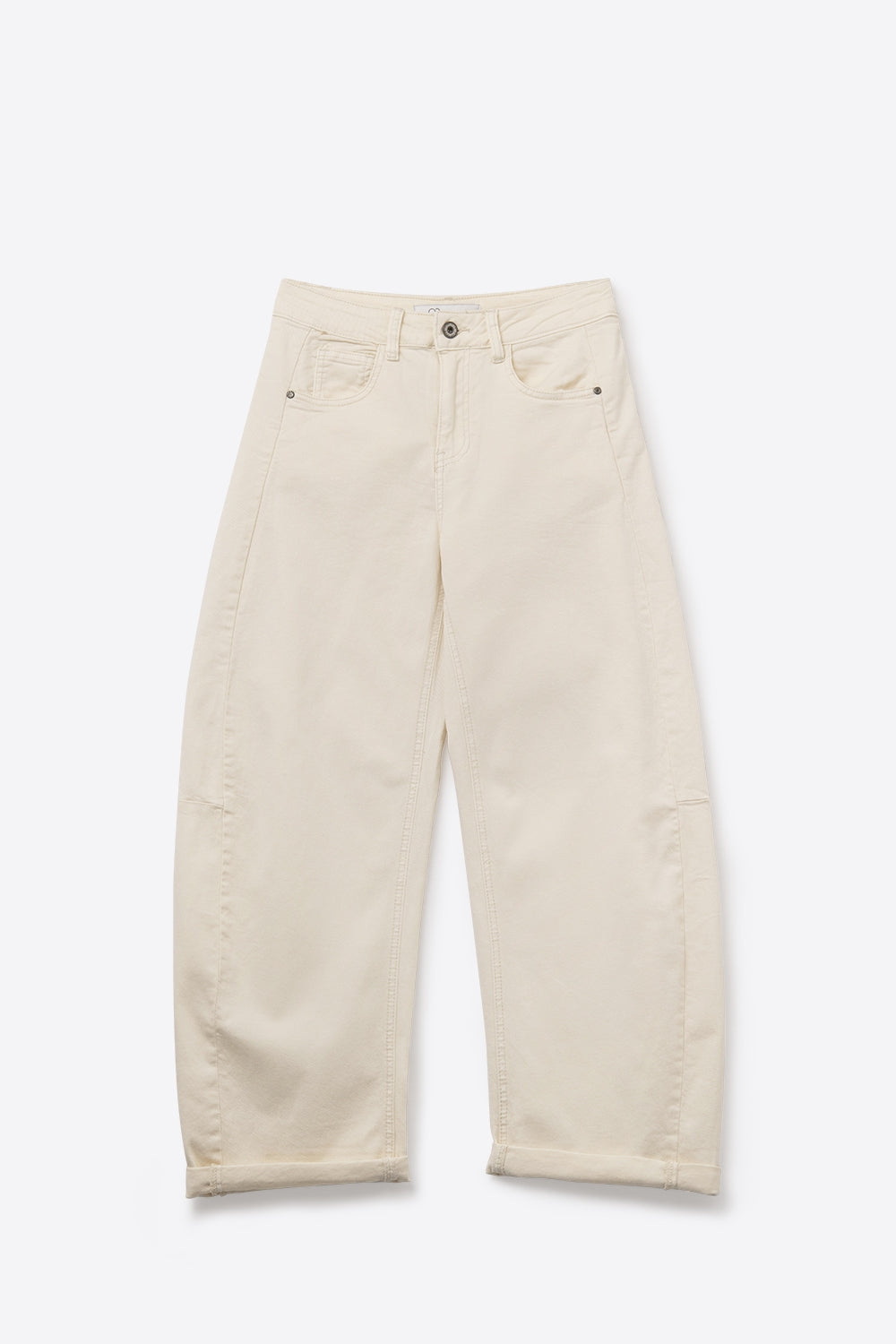 Trendy Cream Barrel Balloon Jeans with Pockets