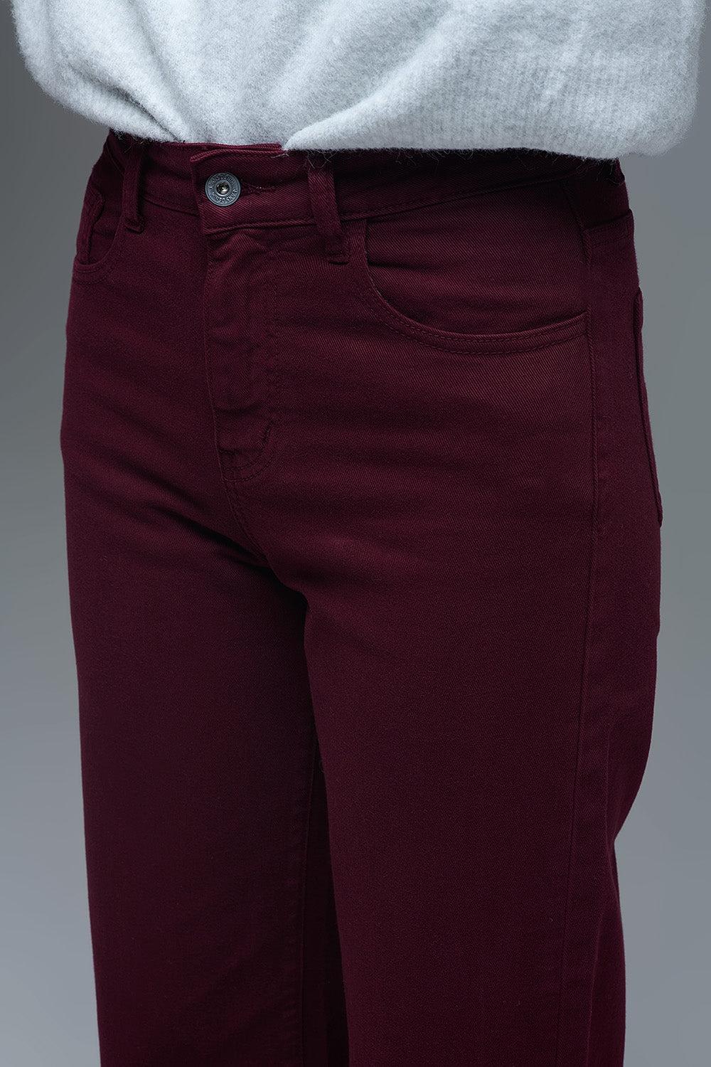 Cropped wide leg jeans in burgundy - Coloured Jeans