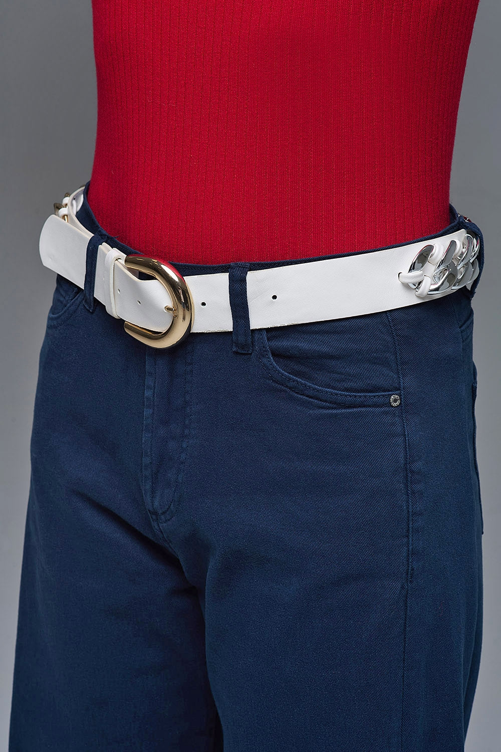Extra wide leg trousers in navy - Coloured Jeans