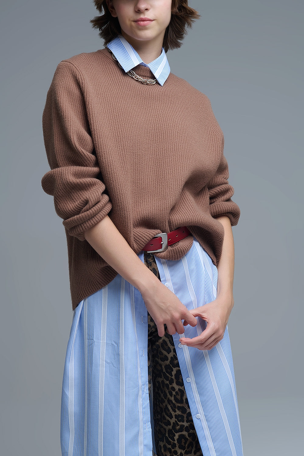 Ribbed Comfy Knit Sweater in Camel - jumper