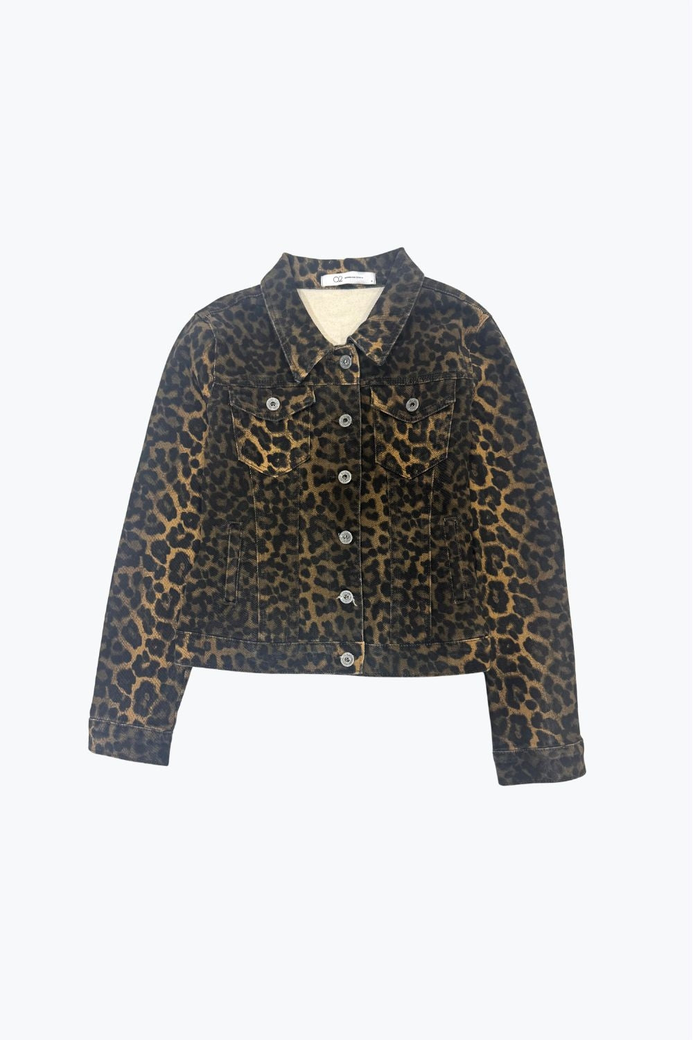 Leopard Print Denim Jacket in denim fabric