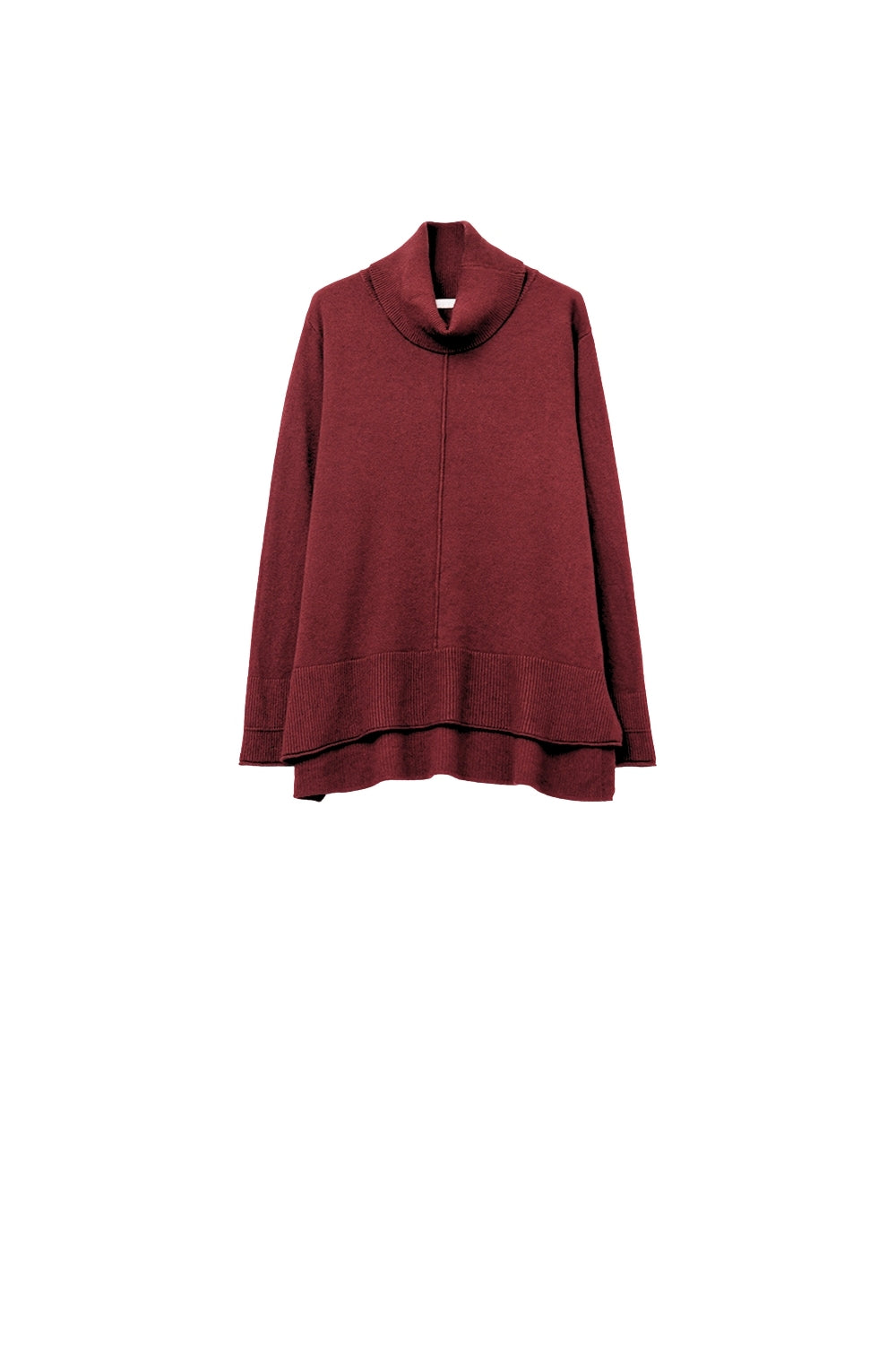 Loose burgundy sweater with open back detail