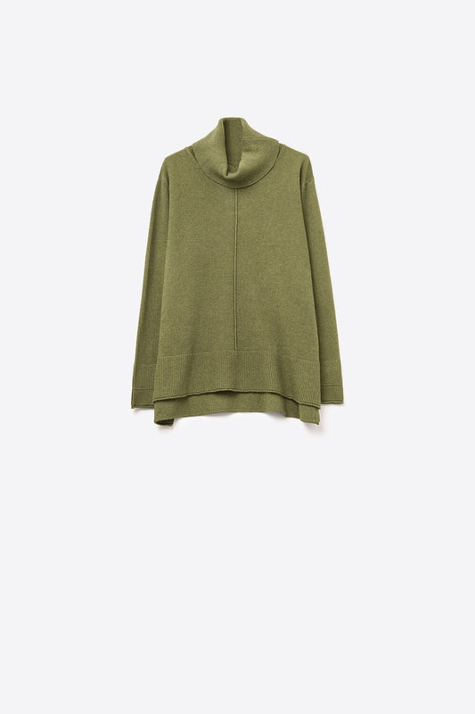 Oversized Roll Neck Sweater in military green