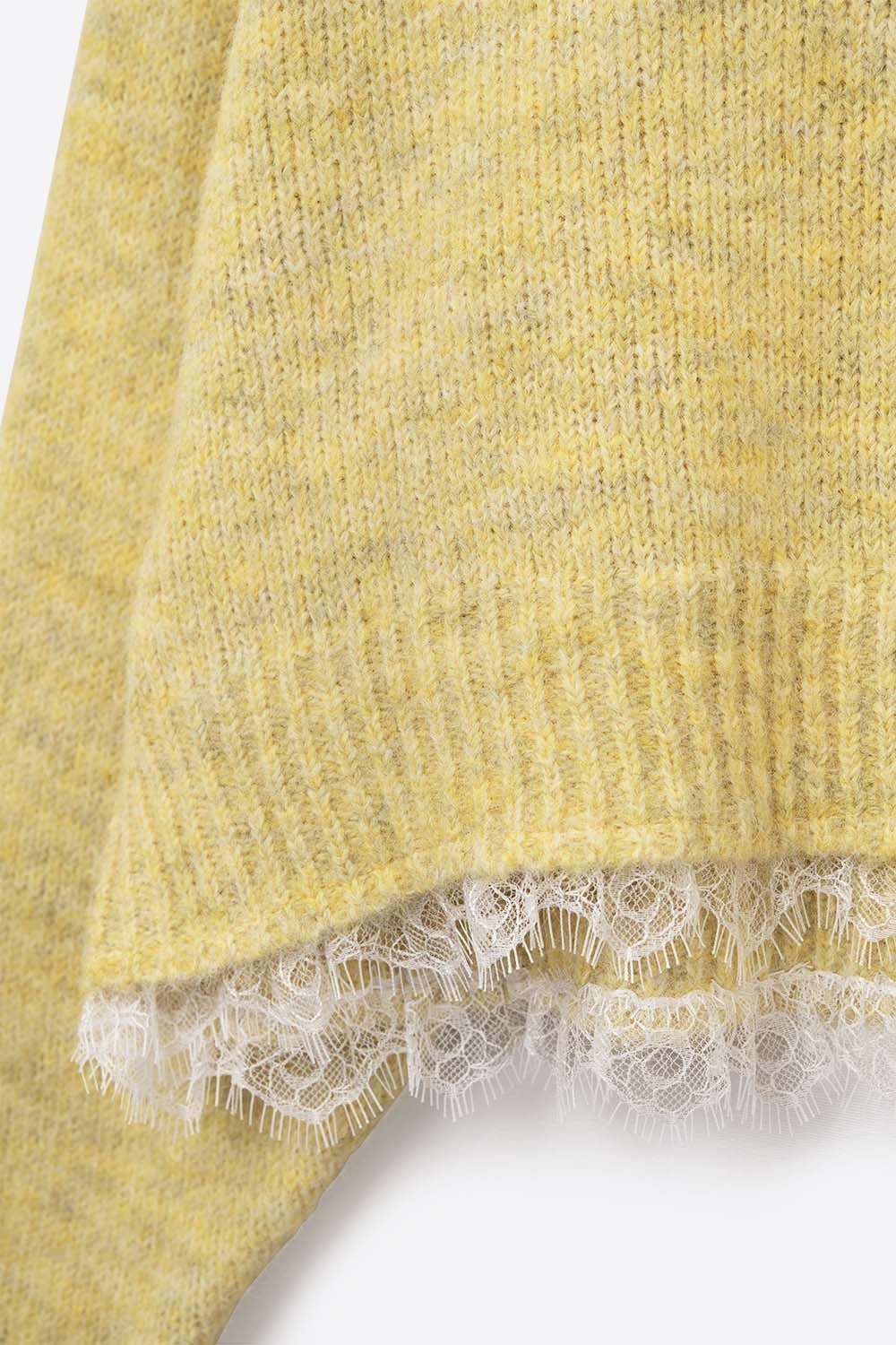 Lace Detail Relaxed Yellow Sweater - jumper