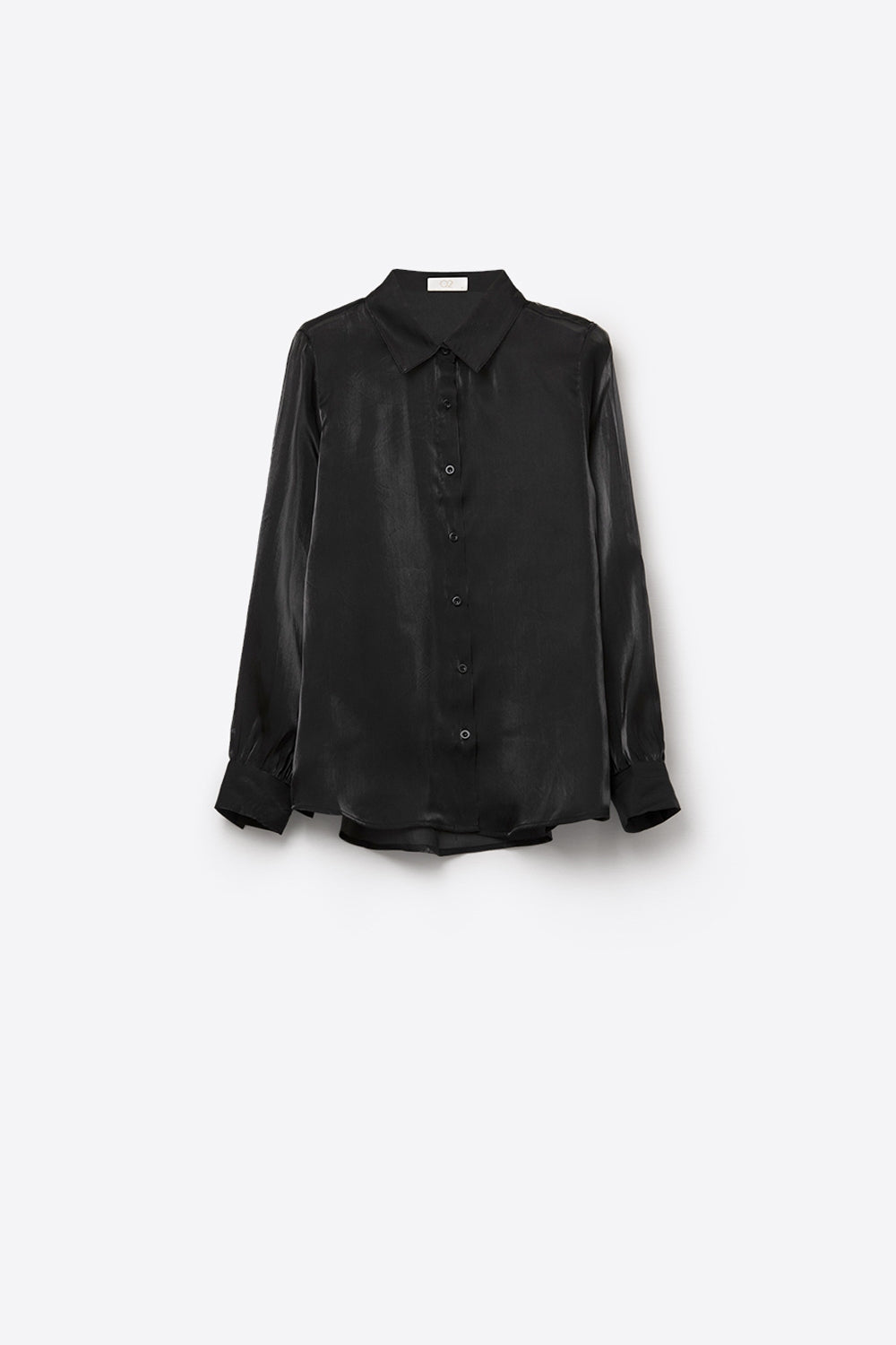 Elegant Black Shirt in Satin Silk - Shirts