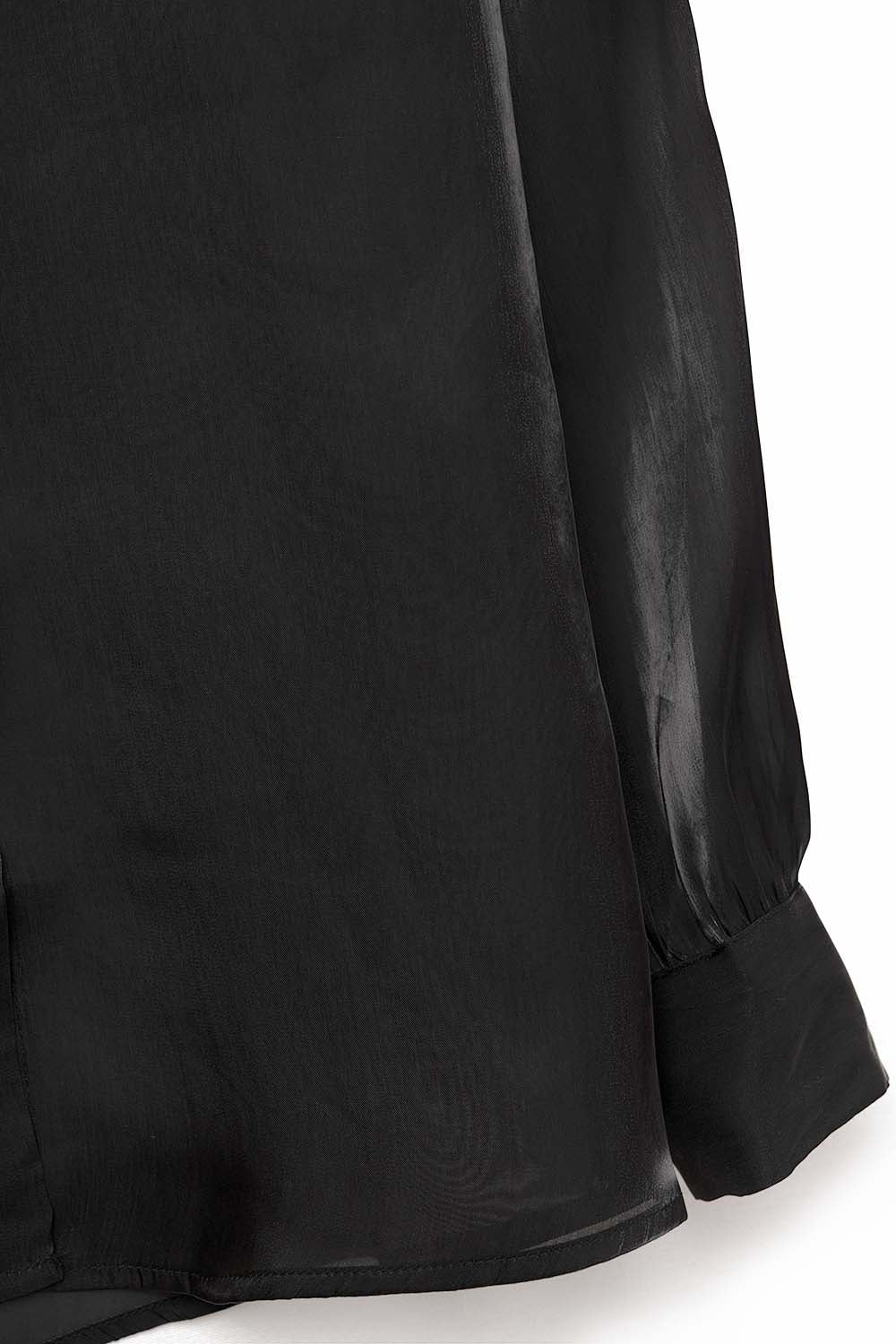 Elegant Black Shirt in Satin Silk - Shirts
