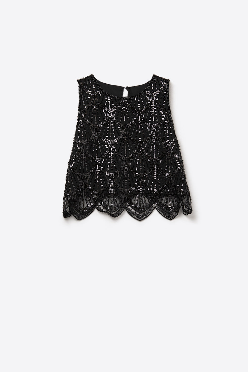 Chic Black Sequin Cropped Top