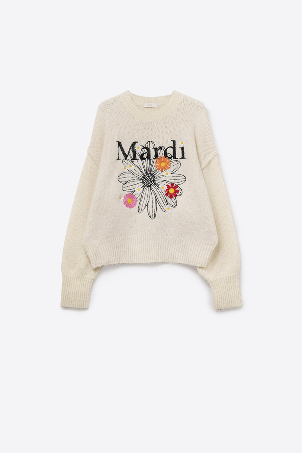 Cream Embroidered Mardi Sweater With Flowers - jumper