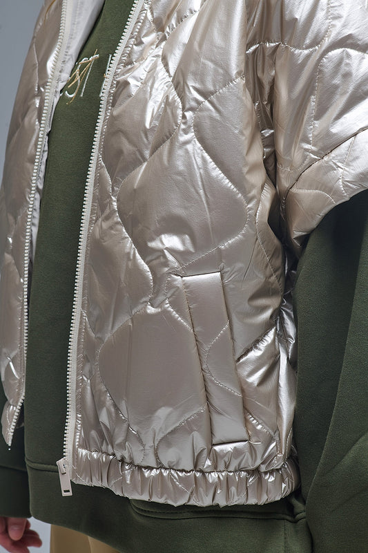padded down jacket in gold with Cap Sleeve - blazer