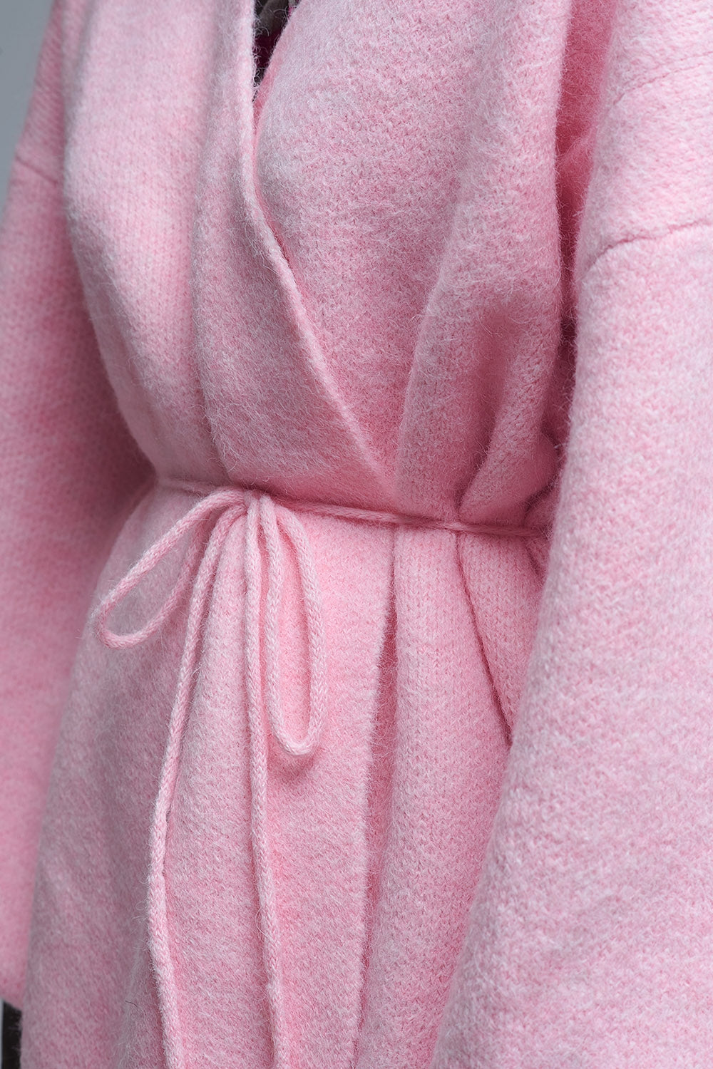 Elegant Pink Wrap Knitted Cardigan - cardigan