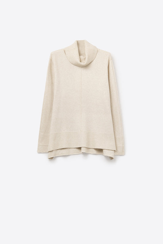 Oversized Roll Neck Sweater in beige