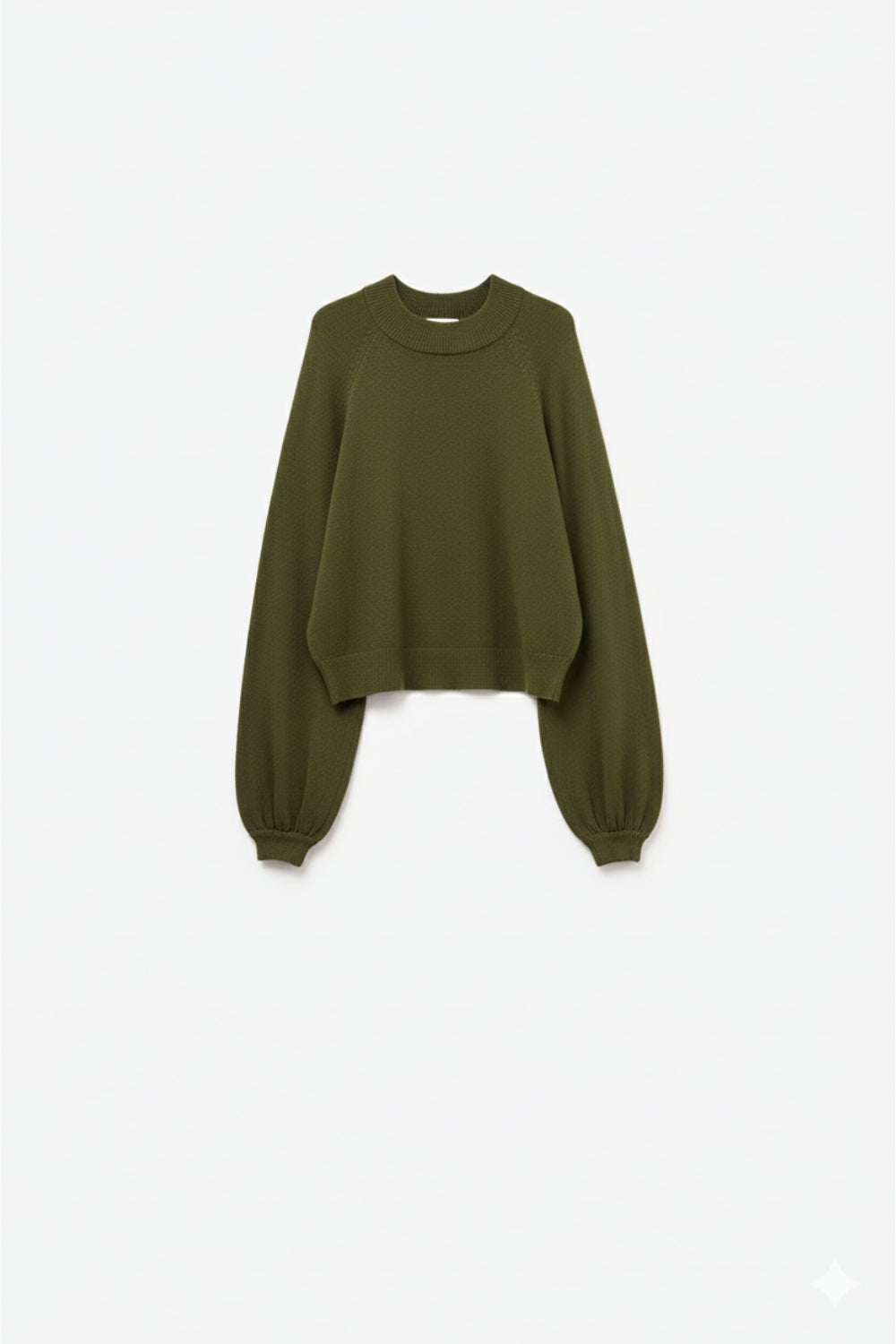 khaki Knitted jumper with balloon sleeves
