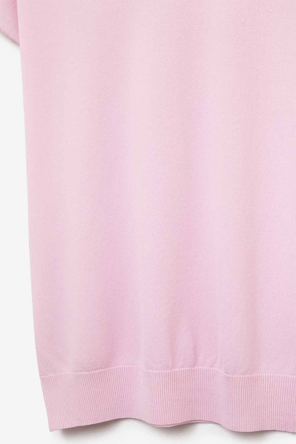 Relaxed baby pink boatneck sweater with dropped sleeves