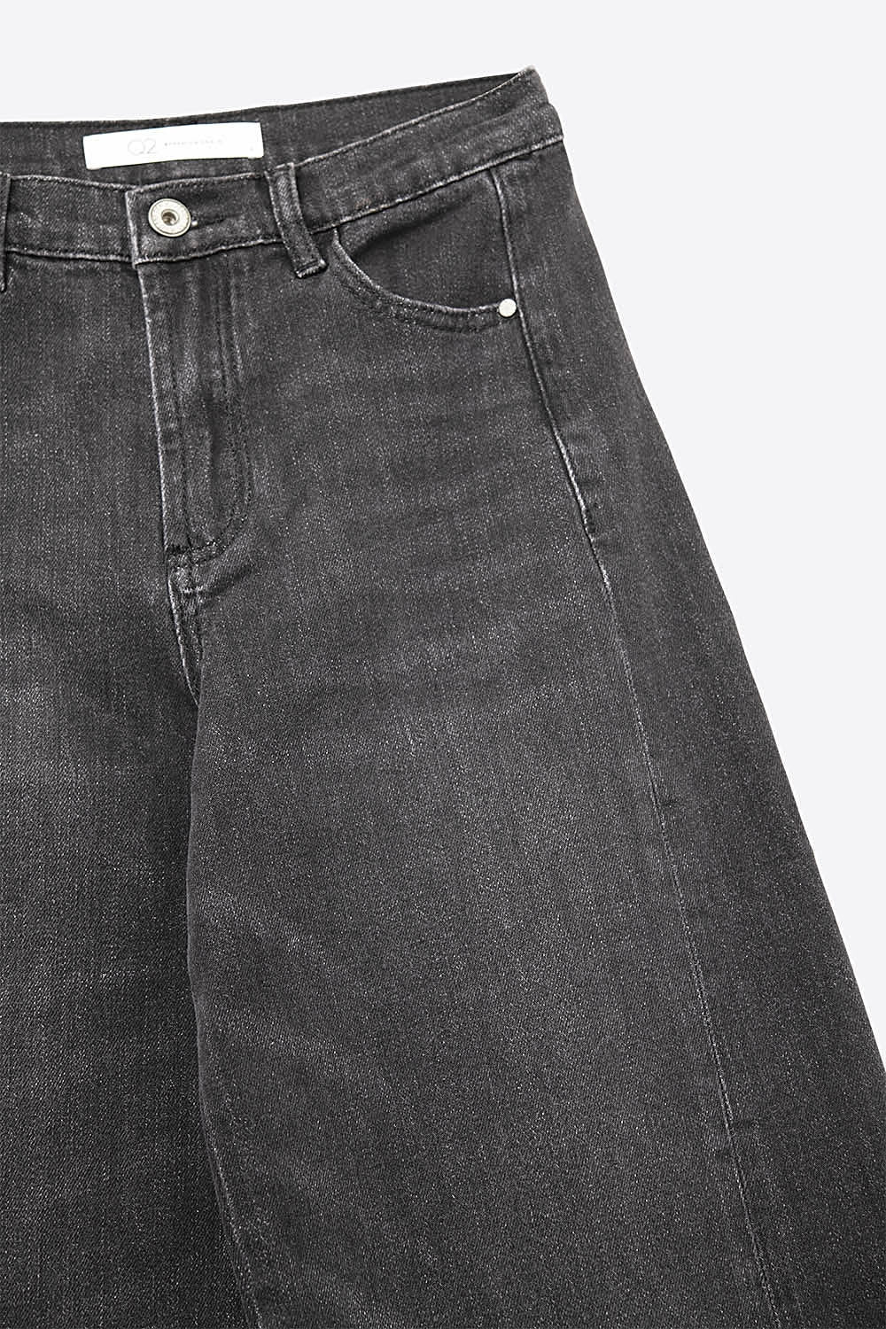 Faded Black Extra Wide-Leg Jeans in vintage wash denim