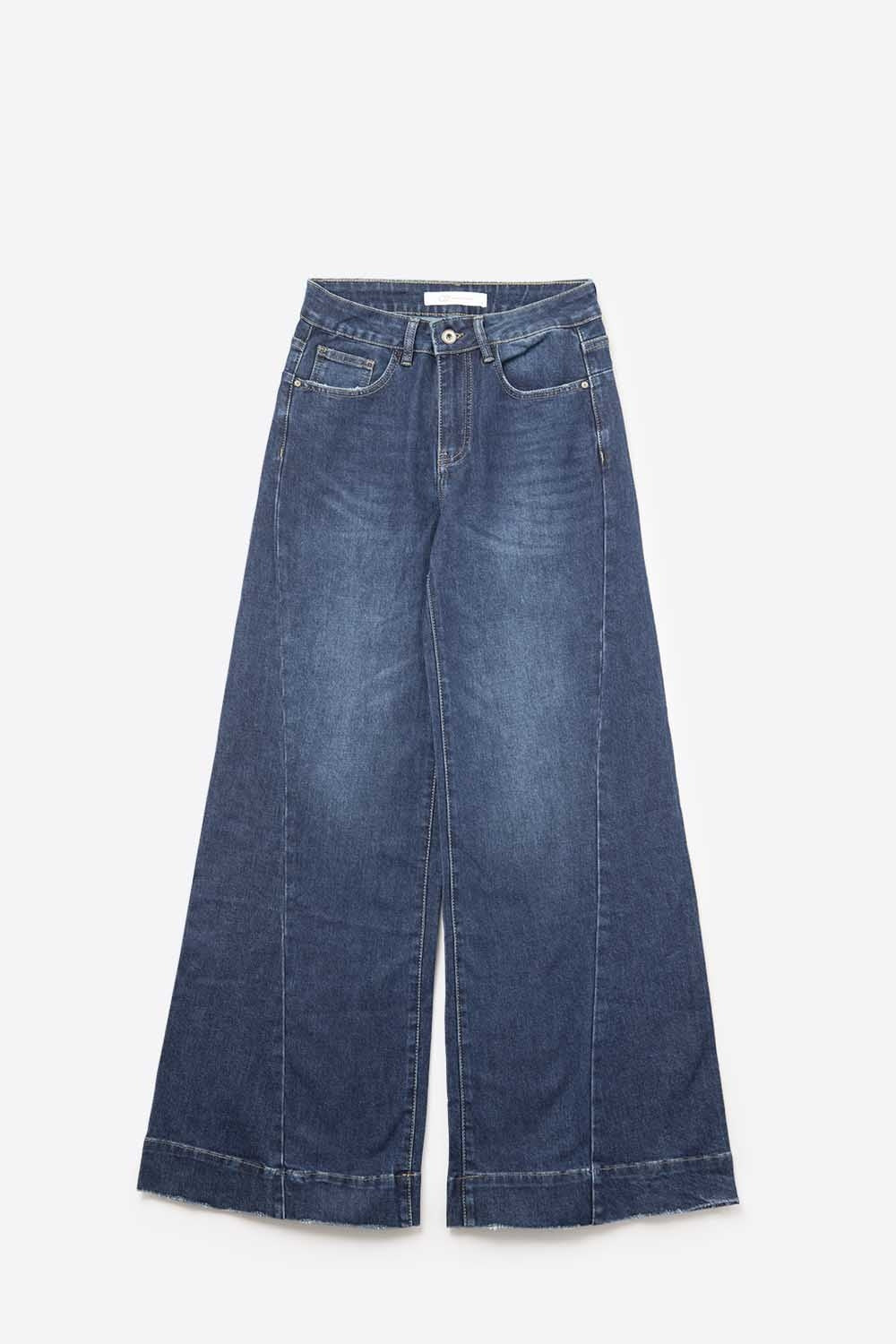 Dark wash Blue Jeans with extra wide leg - Denim