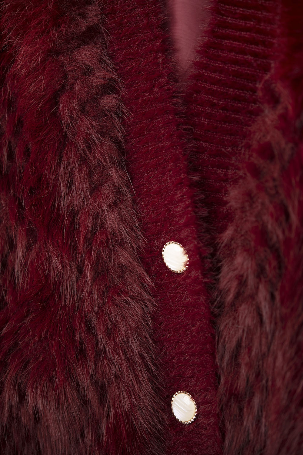 Cropped Jacket in burgundy in fine fur - blazer