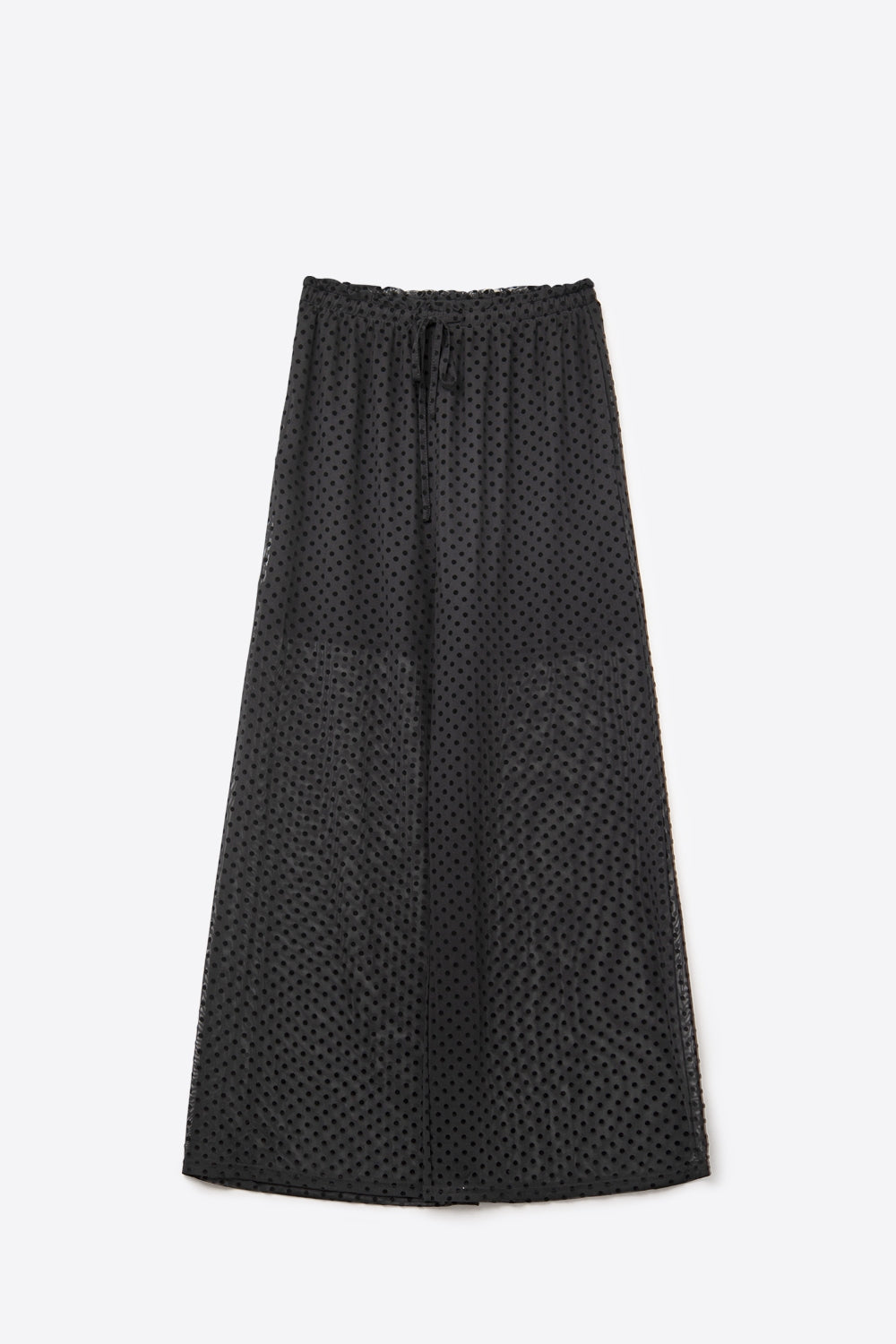 Chic Black Sheer Polka Dot Pants - trousers