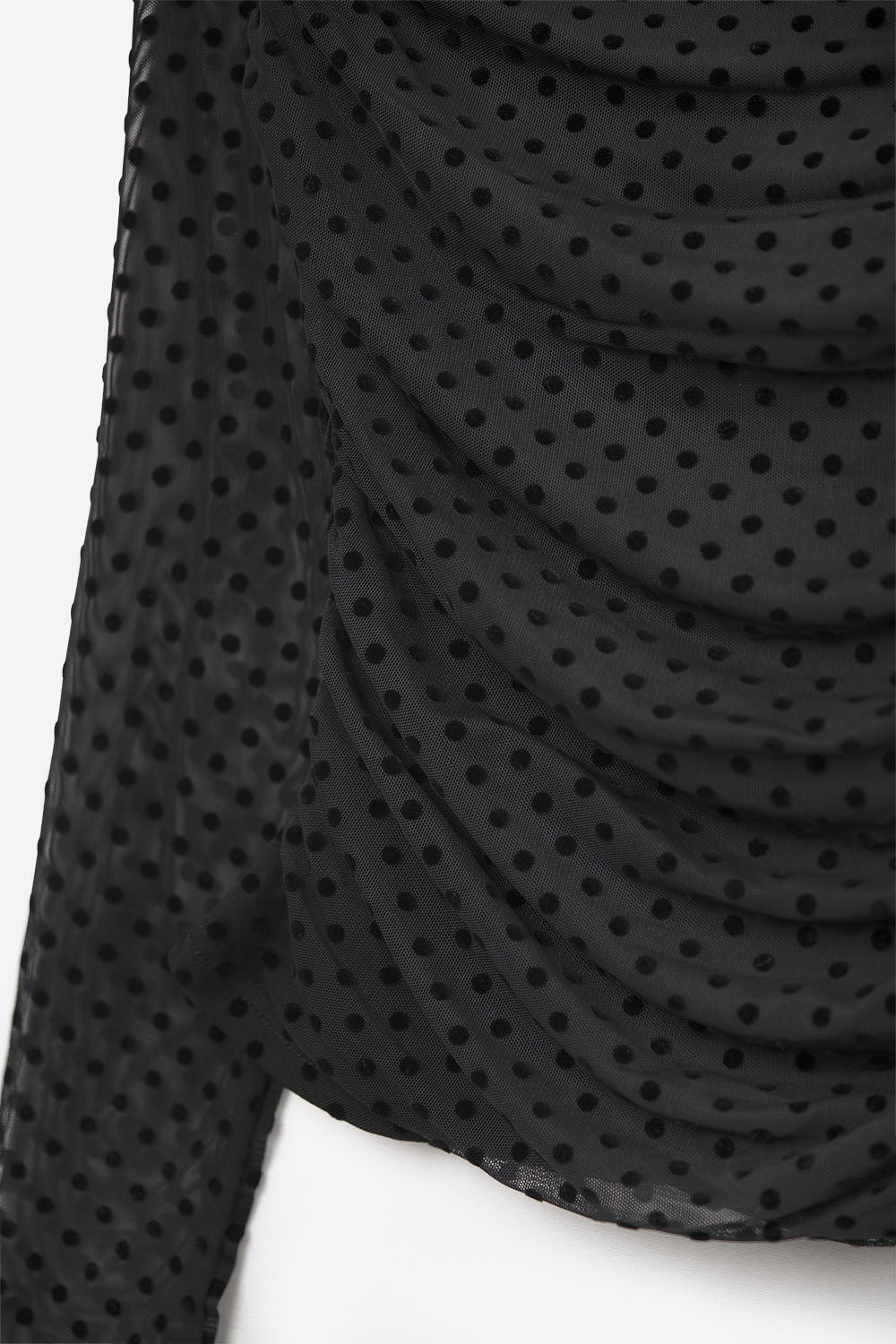 Chic Black Sheer Polka Dot Top - top