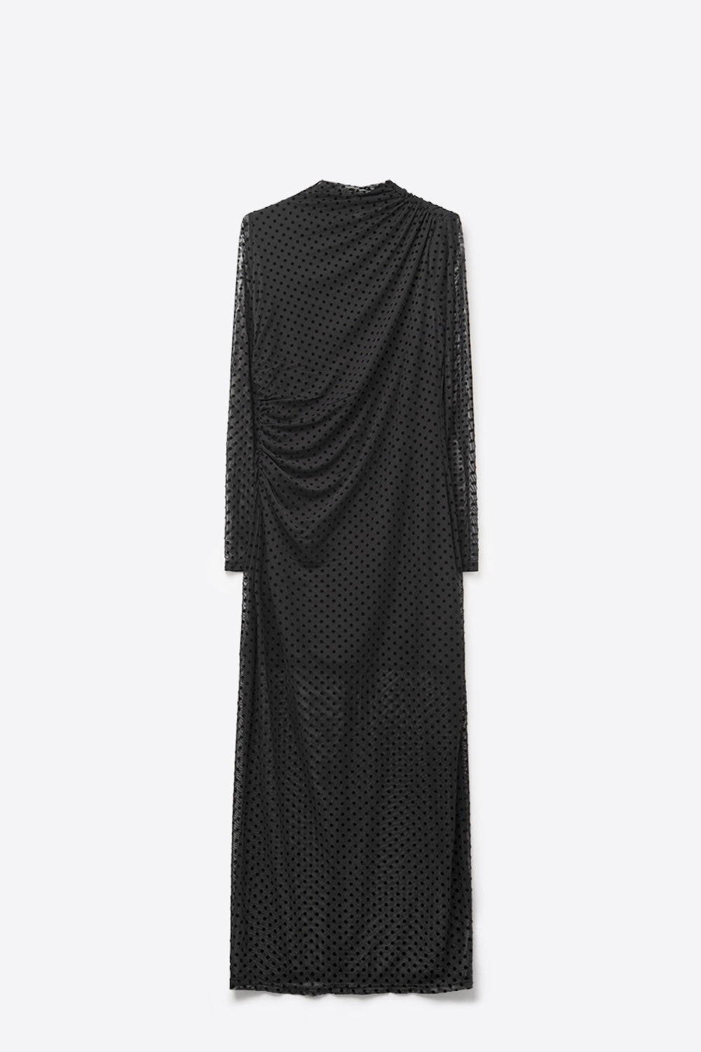 Chic Black Sheer Polka Dot Midi Dress - dress
